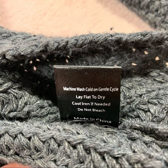 Pol Oversized Aysmmetrical Knit Grey Turtleneck Sweater M - Picture 7 of 8